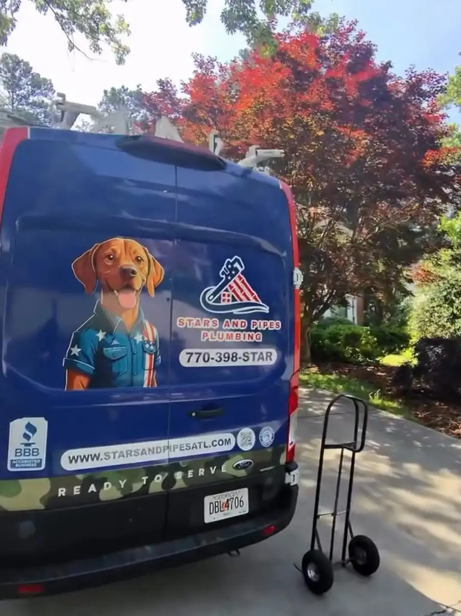 Stars and Pipes Plumbing Atlanta service van loaded with water heaters for replacements across Metro Atlanta
